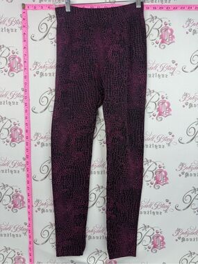 Lily Morgan tights leggings fleece lined Deep Magenta Animal-Print Leggings